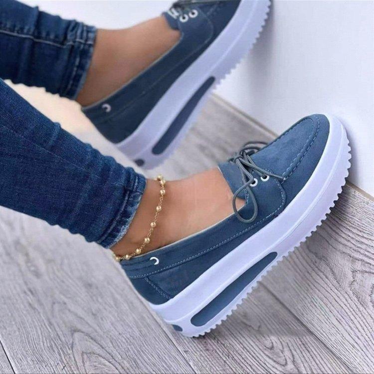 Spring solid color single shoes platform front lace-up shoes one pedal women's shoes