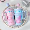 Cartoon Style Insulation Cup For Girls With Large Capacity And Builtin Straw For Home Use