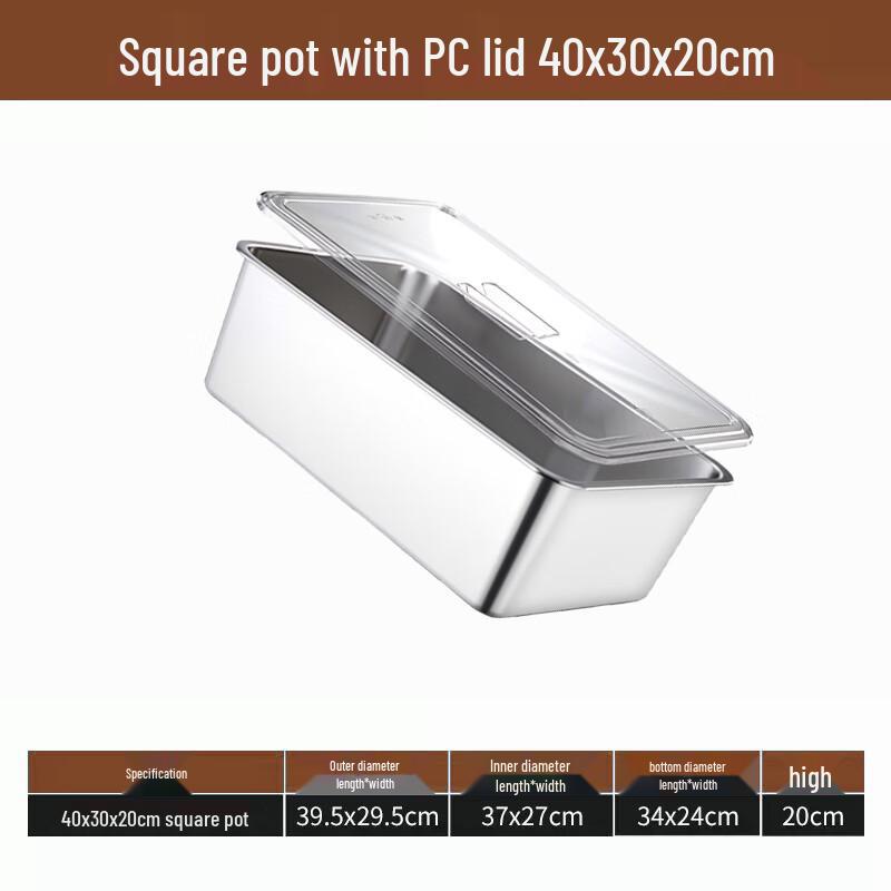 Lainuo Stainless Steel Rectangular Food Storage Pan with PC Lid