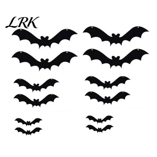 Seasonal Atmosphere Accessories Halloween 3D Lighted Bat Wall Decor, Removable Felt Bats Stickers, Assorted Black Night Light Size, LED Glowing Clings