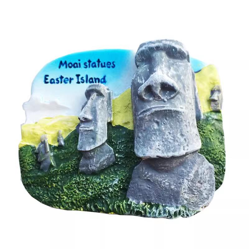 Easter Island Stone Statue In Chile Refrigerator Fridge Magnet Sticker 3D Handmade Resin Travel Gift Souvenir Collection Decoration