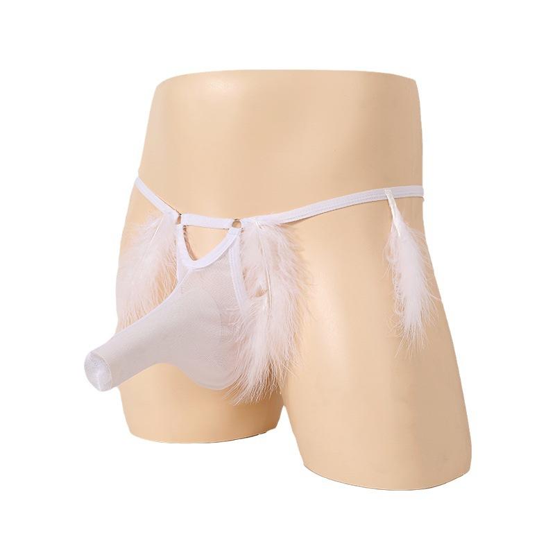 Exclusive for Men's Erotic Underwear, Feather Hollowed-out Free Thong Men, Sexy Men's Erotic Underwear