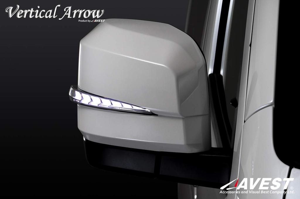 AVEST VerticalArrow Flowing Door Mirrors and Turn Signal Lenses for Toyota Hiace 200 Series and 7th with Optional White and Paint Color 070 (6th