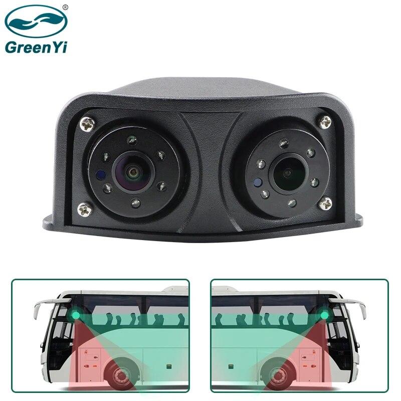 

GreenYi ИК ночной вид, 2 канала, левый/правый AHD 720P, автомобильная боковая электронная зеркальная камера, двойной объектив для грузового автомобиля, автобуса, радиолокационная система BSD