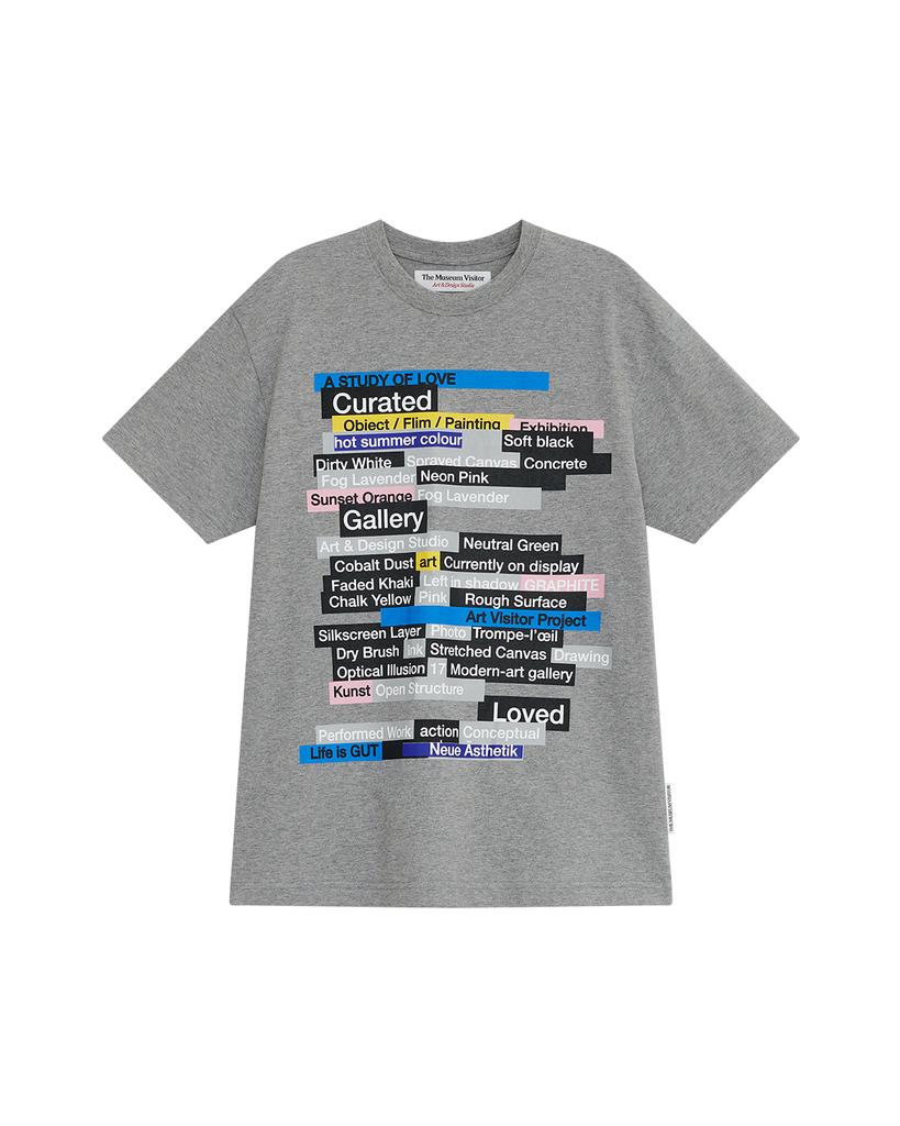 THEMUSEUMVISITOR Multi Text Graffiti T-Shirt (Melange Grey)