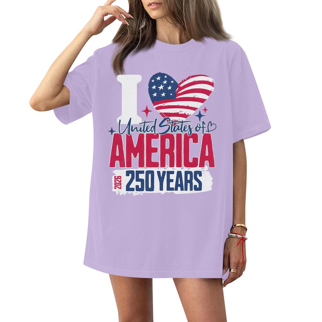 Damen Rundhals Bedrucktes Kurzarm T-Shirt Top