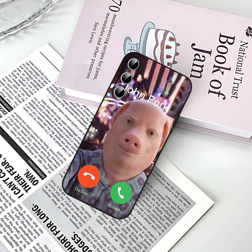 John Pork Is Calling Answer Call Phone Case For Samsung Galaxy S21 S22 S23 S24ULTRA S25ULTRA FE Ultra Plus5G A52S S26 Soft Cover