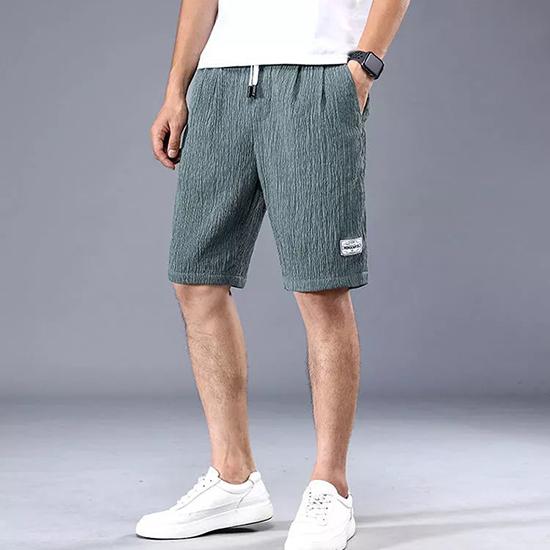 Pantaloni scurți din mătase de gheață pentru bărbați, sport subțiri, capris plisați, picior drept, largi, tendințe la modă, pantaloni casual, pantaloni de plajă