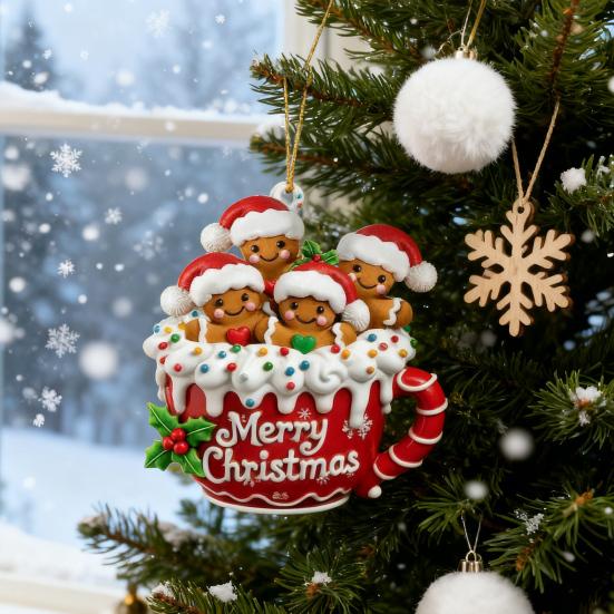 Gingerbread Man Christmas Ornament Resin Hanging Decor for Tree & Home Festive Cookie Figurine for Xmas Decorations