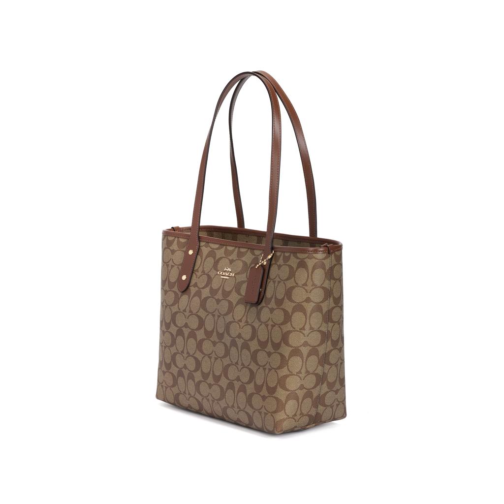 Coach City Zip Tote 30 Classic Monogram Tote Shopping Bag Women tote Khaki 58292-IME74