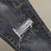 Spring Women's Fashion High Waist Slim Fit Butterfly Rhinestone Decorated Jeans