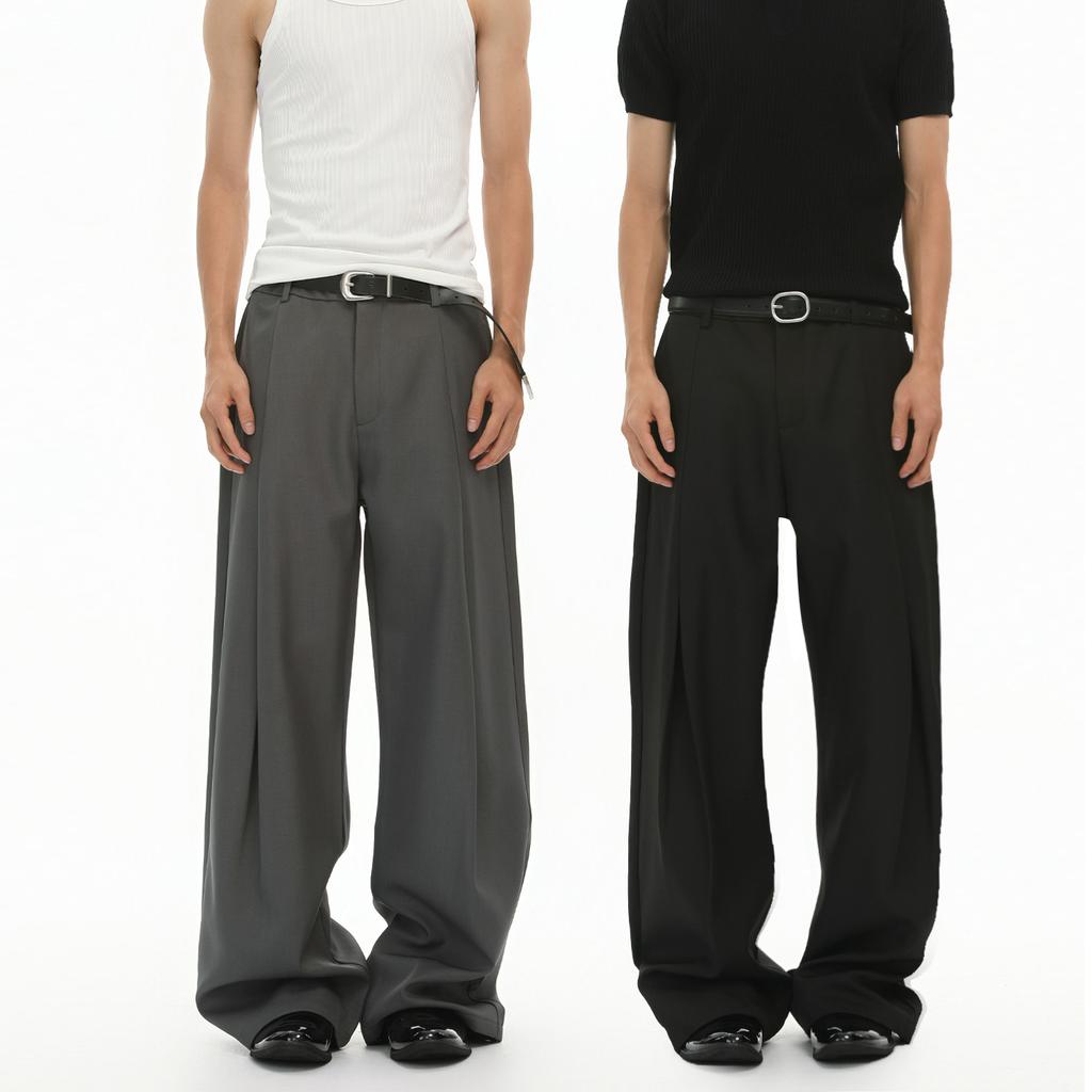 pleated A-word casual wide-leg drape loose trousers commuter straight trousers men
