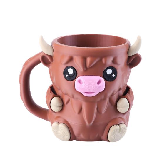 Držák na pintu zmrzliny Highland Cow Držáky na nanuky Držák na plechovku od piva Izolovaný držák na zmrzlinu se skrytou zásuvkou na svačinu a lžičkami