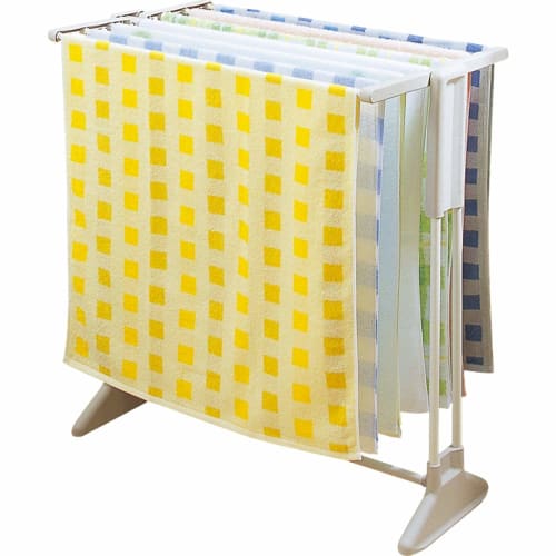 Iris Ohyama Clothes Drying Rack/Towel Hanger, White, Holds 7 Bath Towels, TH78KR