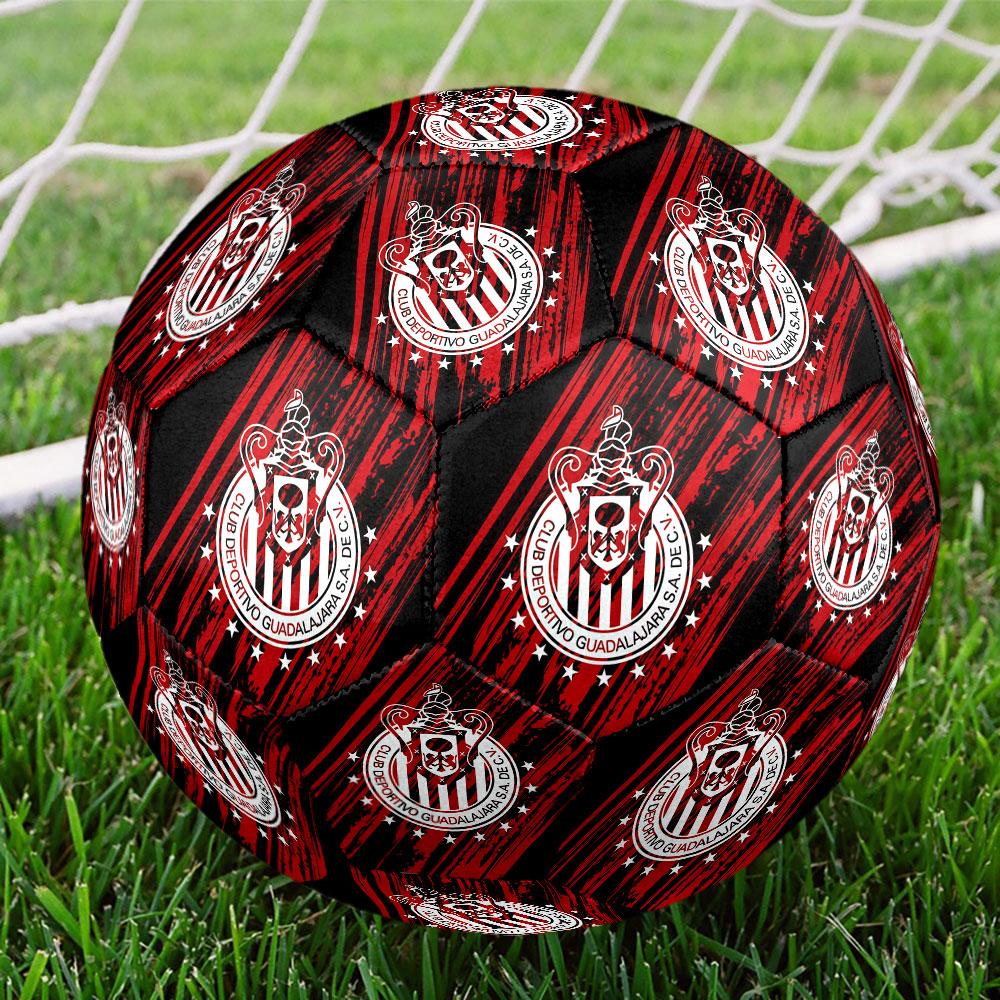 CD Guadalajara Size 5 Soccer Ball, Machine-Stitched PVC, Durable & High Bounce, All Ages Fit, fan merchandise, matches & outdoor use.