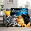 1PC Custom Name Space Kittens Adventure flannel blanket versatile,all-season throw suitable for the living room,bedroom,camping,travel,and gift