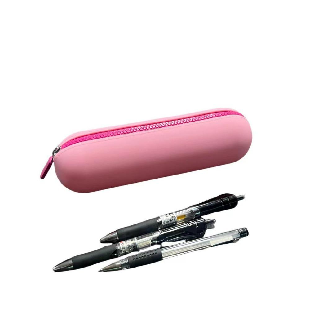 Silicone storage bag, lipstick cosmetic storage bag, large-capacity student stationery box, waterproof bag розовый