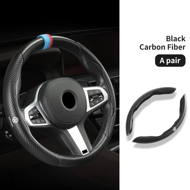 WET1 For Volkswagen VW Carbon Fiber Steering Wheel Trim Non Slip Durable Split Wheel Protector Passat Golf 4 5 6 Tiguan Polo Scirocco
