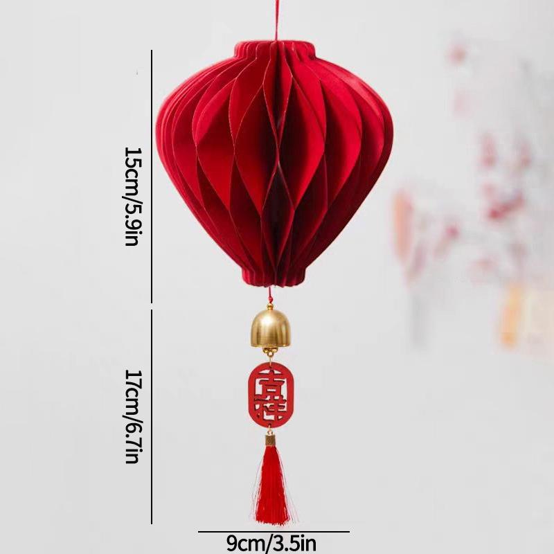 3D Chinese New Year Decorations 2026 Spring Festival Honeycomb Lucky Hanging Ornament Paper Lanterns Ornament with Bell Decor