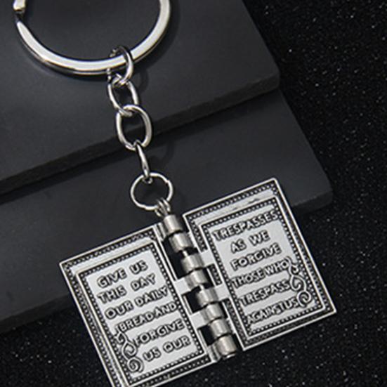 Christian Cross-shaped Keychain Alloy Keychain with Mini Book Pages Faithful Bag Charm Christian Anniversary Gift