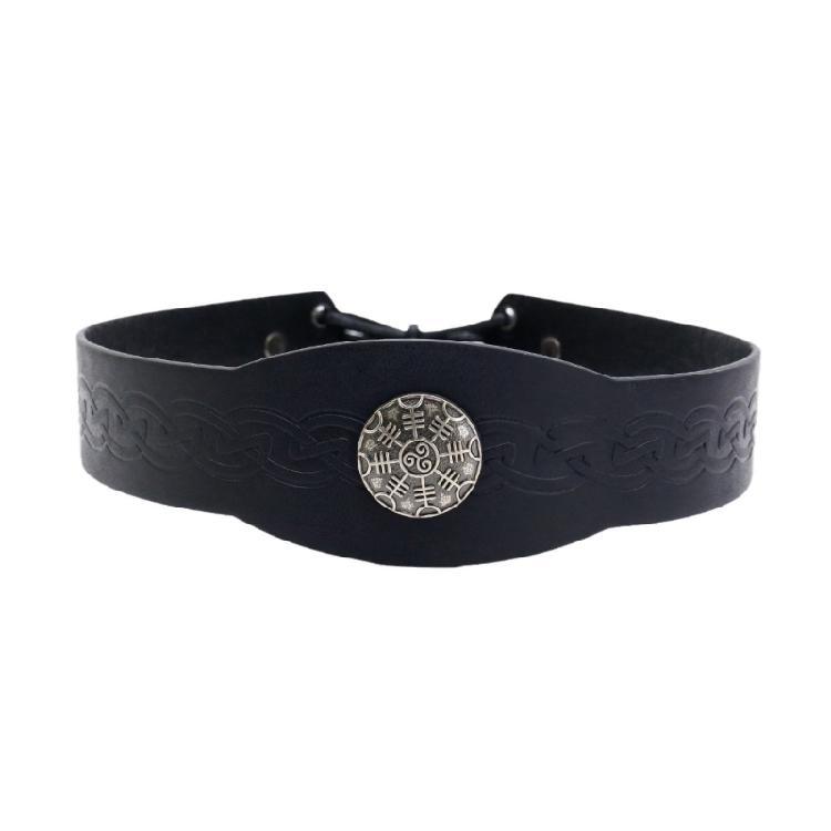 Embossed PU Leather Headband Medieval Hairband for Themed Parties and Daily Wear Women Men Halloween Dressingup Headwear