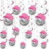 Barydat 48 Pcs Disco Cowgirl Party Decorations Disco Ball Hat Hanging Swirls Ceiling Decoration for Retro Western Cowgirl Birthday Party Favors