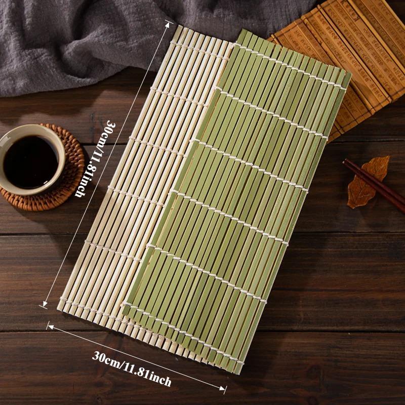 Sushi Roll Bamboo Green White Skin Sushi Mat Curtain Handmade Bamboo Curtain Non-stick Tools Japanese Kitchen Utensils