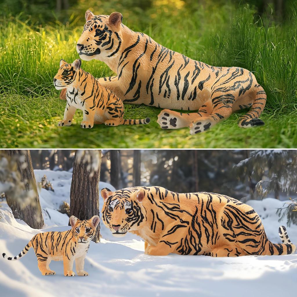 TOYMANY 6-Piece Tiger Figure Set, Animal Figures, Tiger Toys, Wild Animal Models, Parent-Child Friendly, Home Decor, Realistic Models, Popular Toys,