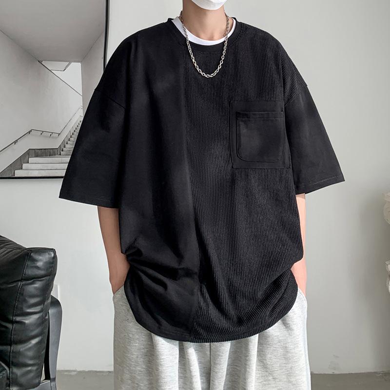 

2024 Новая мужская повседневная футболка сращивания цветов, новинка, винтажный летний повседневный топ на открытом воздухе, для путешествий и вечеринок M чёрный