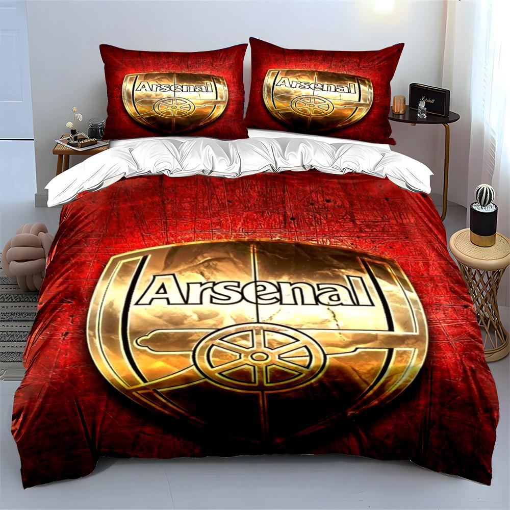 Arsenal Logo Set Biancheria da Letto Rossa Copripiumino Federe Decorazione per la Casa (1 * Copripiumino 2 * Federe, senza piumino)