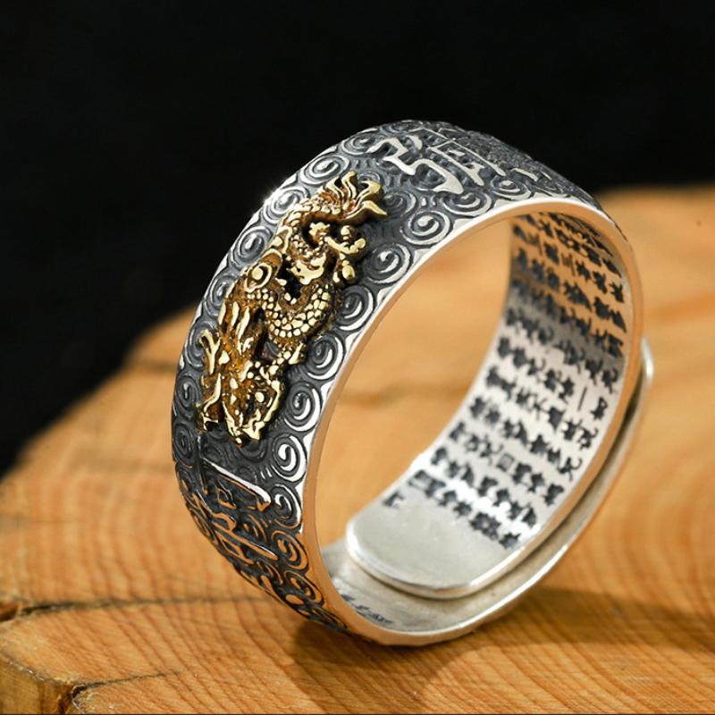 

Кольцо Namo Amitabha из стерлингового серебра с тиснением в стиле ретро сутра-сердца Будды в этническом стиле, различные серии, мужские кольца, ювелирные изделия resizable