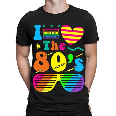 Ich liebe die 80er Kostüm Globus Party Neon Festival Herren Damen T-Shirt1#TA-194