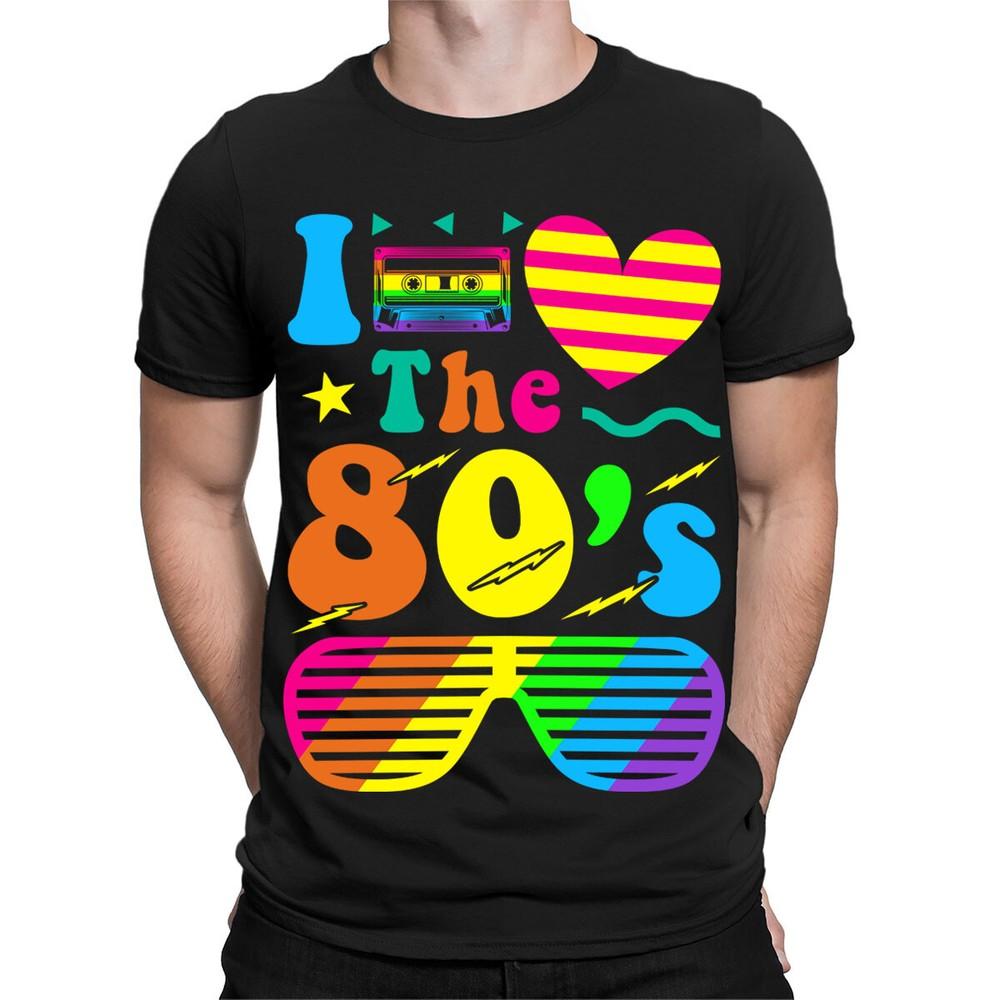 I Love The 80s Fancy Dress Globe Party Neon Festival Mens Womens T-Shirt1#TA-194