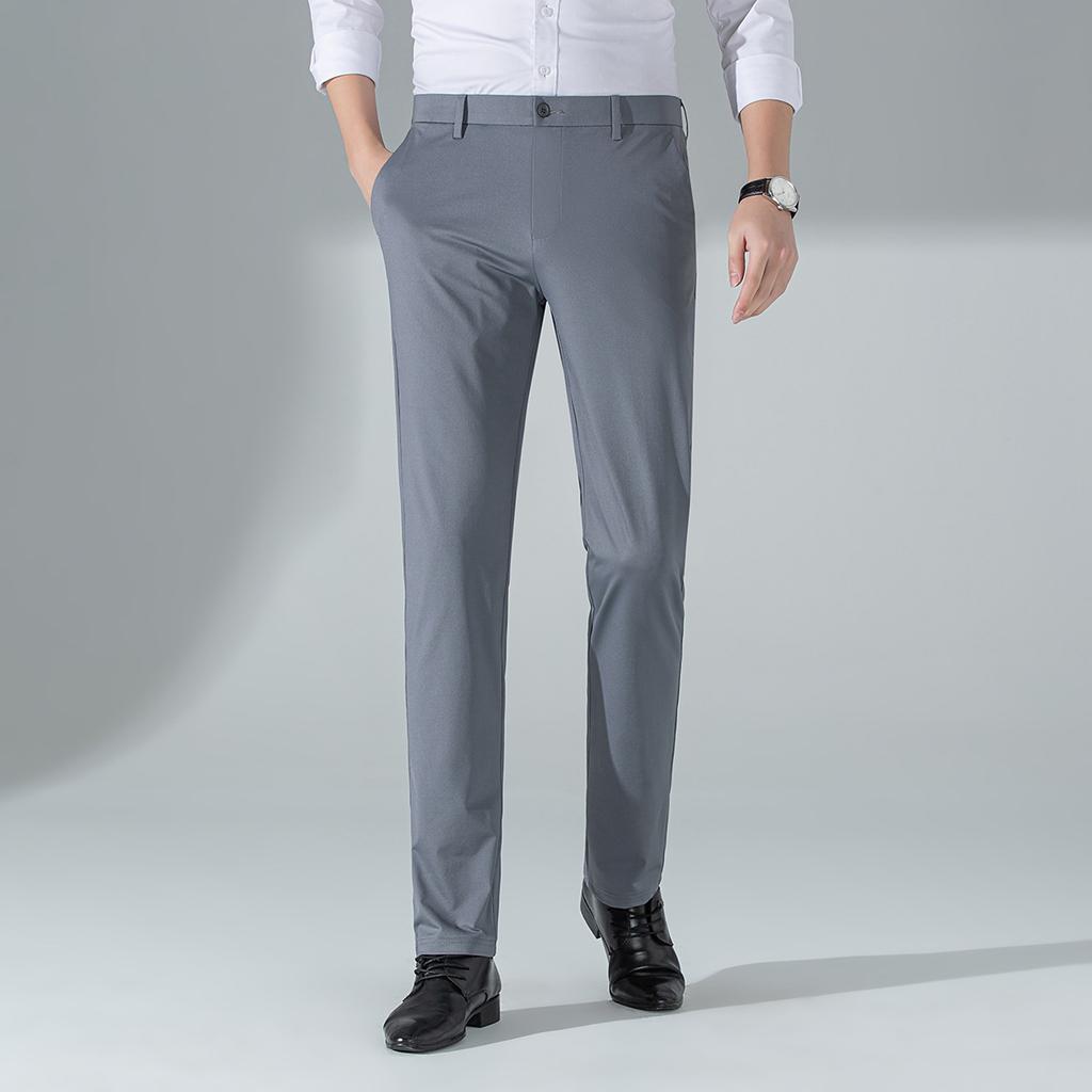 Autumn Casual Pants Men's Straight Trousers High-end Business High-elastic Ice Silk Pants Without Ironing Men's Pants