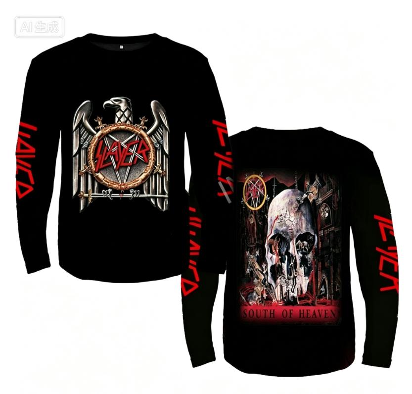 Rock Slayer Band Long SleeveT-shirt Men Women Fashion Oversized Tops Tees 3D Print Metal Tshirt Mens Clothing Skull Streetwear