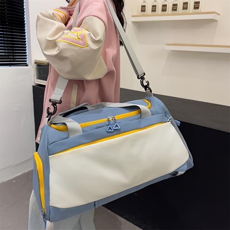 Large Capacity Nylon Travel Duffel Bag with Shoe Compartment & Wet/Dry Separation, Multi-Functional Sports Duffel for Men & Women