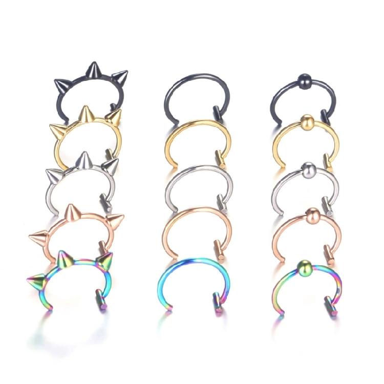 Lip Rings Nose Rings Septum Piercing Clip on Mouth Non Piercing Punk Cuff Hoop