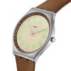 SWATCH SKIN IRONY series quartz movement simple brown tone fashionable luminous watch 43mm beige dial stainless steel case leather strap SS07S135