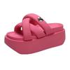 Summer 2023 Chunky Sandals Women's Thick Bottom Wedge Heels Slides 8CM High Heels Platform Leather Casual Beach Flip Flops Woman