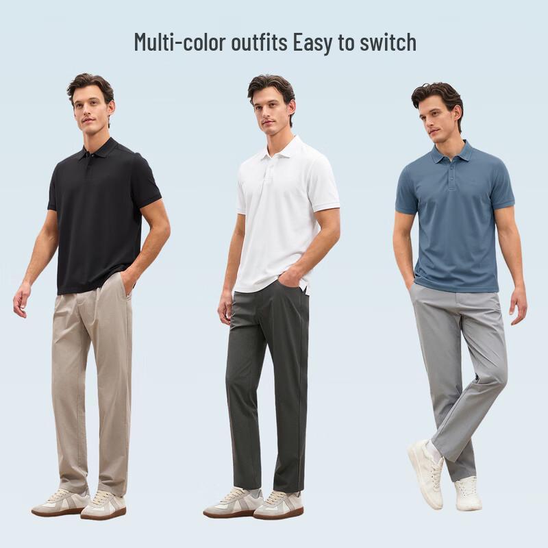 EMZ Men's Cooling Linen Blend Short-Sleeve Polo Shirt