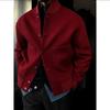 Men's 2025 Autumn/Winter Woolen Coat, Hong Kong Style, Solid Color, Stand Collar, Versatile and Trendy.