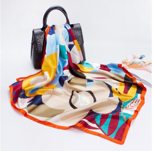 Women's Baotou Artificial Silk Satin Silk Scarf 90cm Printing Square Scarf Silk Scarf