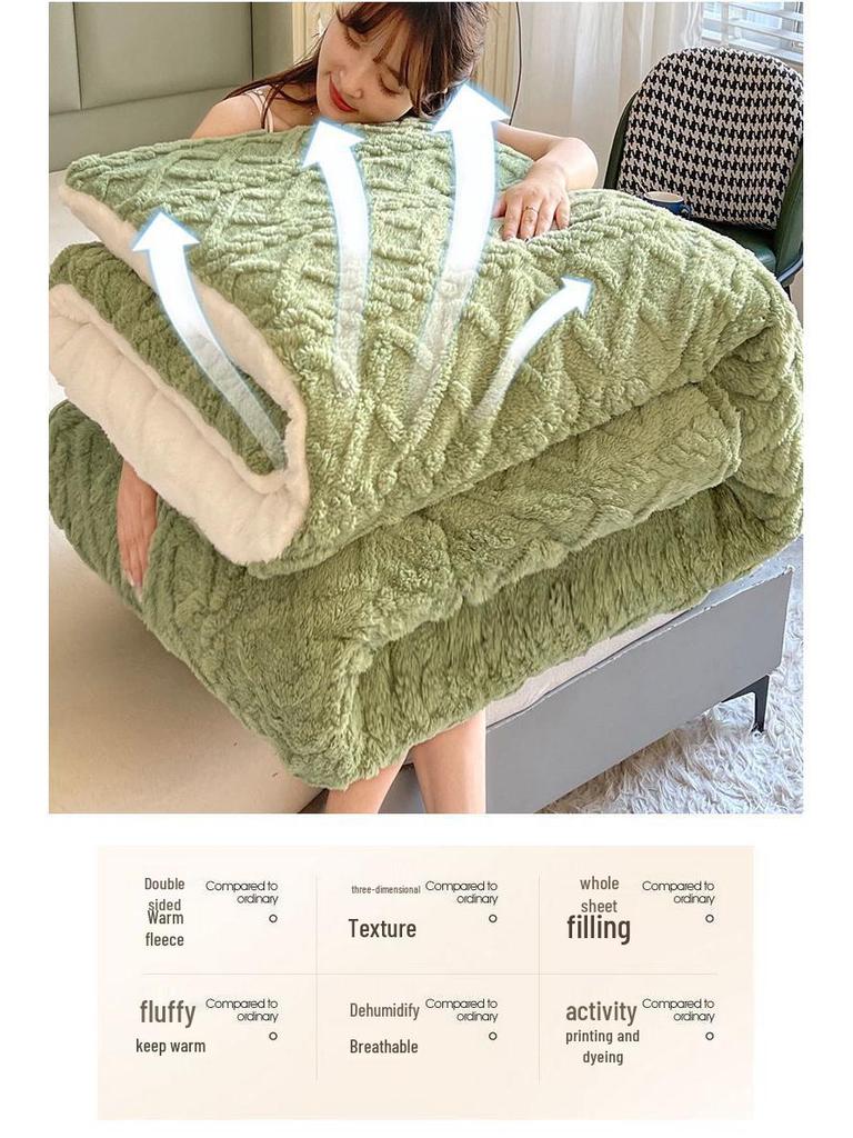Thickened Lambswool & Milk Velvet Quilt - Cozy Winter & Versatile Spring/Fall Blanket for Twin or Dorm Use