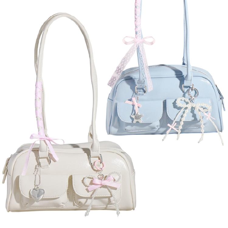 3pcs Imitation Pearls Bowknot Heart Star Keyring Key Chain Sophisticated Keyring Handmade Car Key Decoration for Women