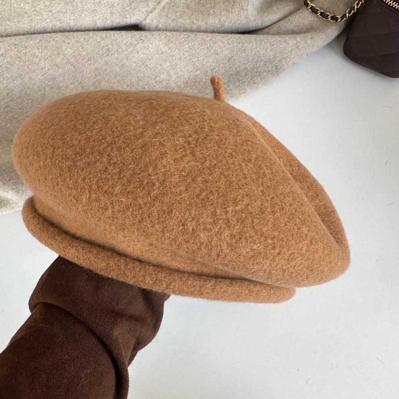 Women's Wool Beret Hat, Mallard Brown Winter Cap 2025, 2 Ways To Wear Thickened Slouchy Bonnet