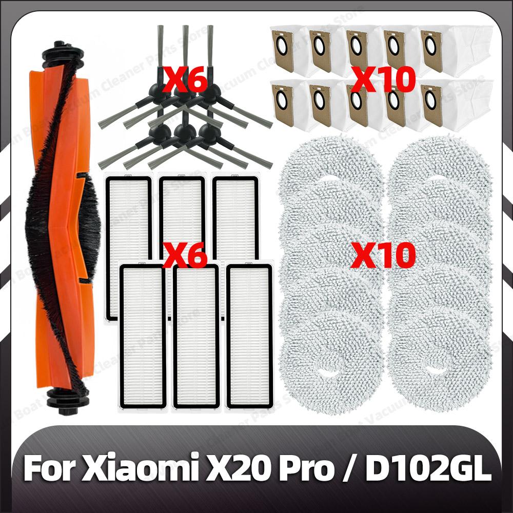 Kompatibilní pro Xiaomi X20 Pro Náhradní hlavní boční kartáč HEPA filtr Mopovací podložky Prachové sáčky Náhradní díly Příslušenství