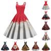 Women's Casual Sleeveless Dress with Christmas Print and Round Neck for Holiday Party