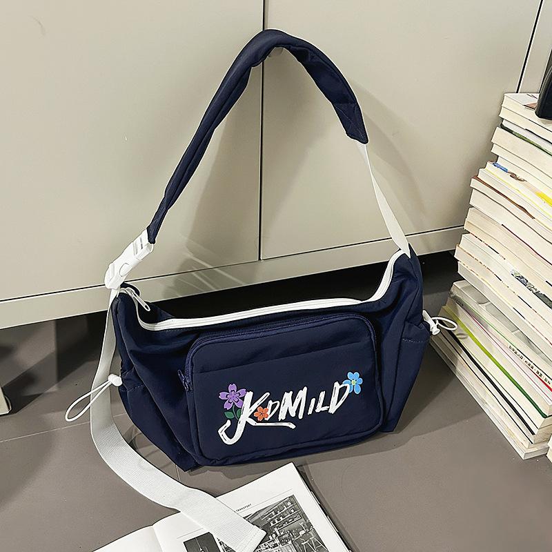 Japanese Ins Wind Messenger Bag Women's Fashion Letter Dumpling Bag Casual Large Capacity Boys Satchel Versatile Shoulder Bag