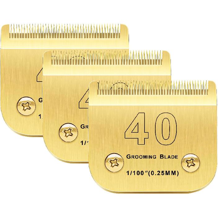 40 Blades Dog Grooming Blades Compatible with Andis/Oster A5/Wahl KM-10 Series Dog Clippers Replacement Blades,Detachable Dog Clipper