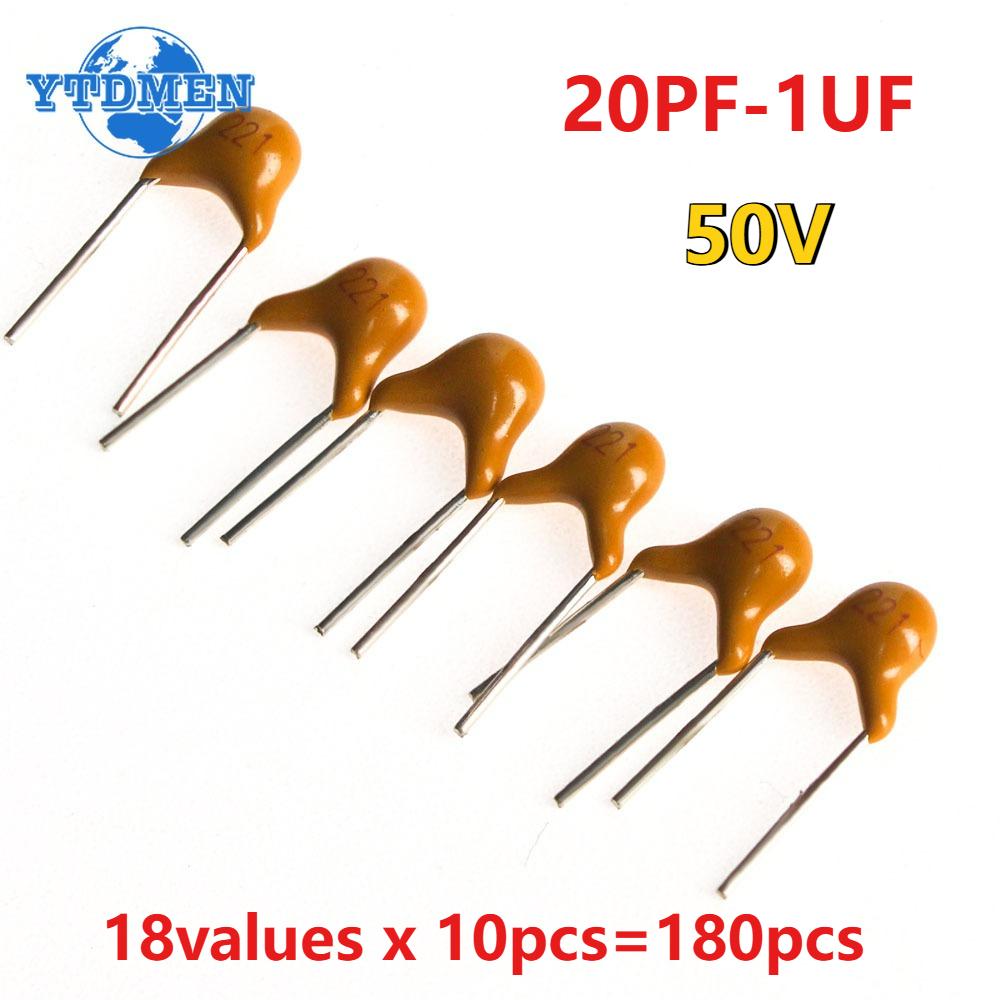 

180PCS 18values Monolithic Ceramic Capacitor Kit 20PF-1UF Non-polarised Capacitance Assorted DIY Set помаранчевий